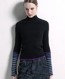AULA AILA | ボーダースリーブリブニット(ニット/セーター)