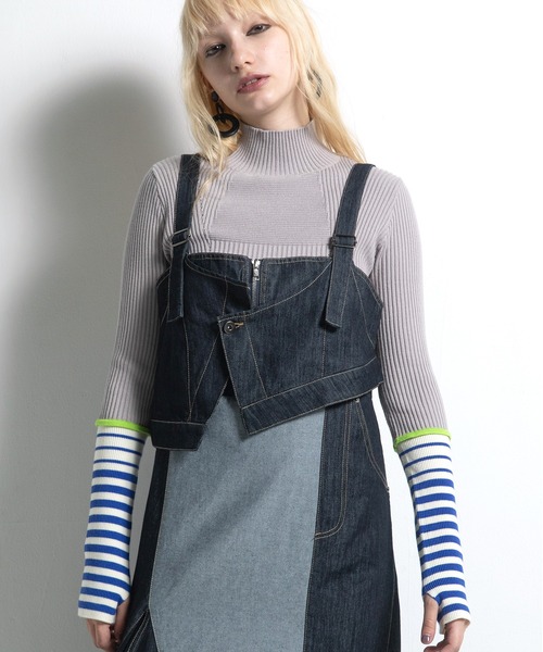 AULA AILA（アウラアイラ）の「ボーダースリーブリブニット（ニット/セーター・レディース・グレー/ブラック/アイボリー/ピンク・0）」の8枚目の写真