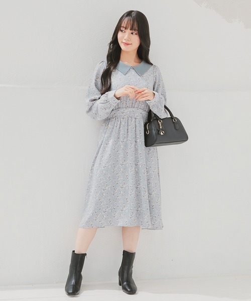 Honeys(ハニーズ)の「衿付ワンピース(ワンピース・レディース・ライトグリーン系/チャコール/ベージュ系その他・S/M/LL/L/3L/SS)」の3枚目の写真