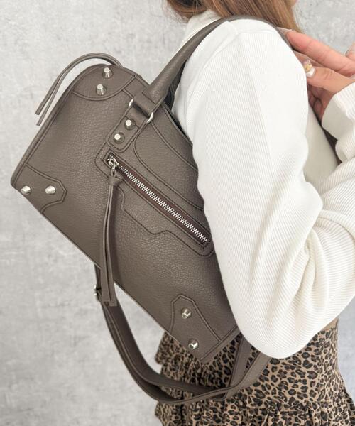 WEGO（ウィゴー）の「WEGO/2wayスタッズボストン（ボストンバッグ・レディース・ブラウン/ブラック・FREE）」の13枚目の写真