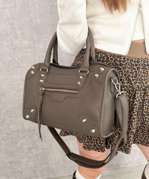 WEGO（ウィゴー）の「WEGO/2wayスタッズボストン（ボストンバッグ・レディース・ブラウン/ブラック・FREE）」の15枚目の写真