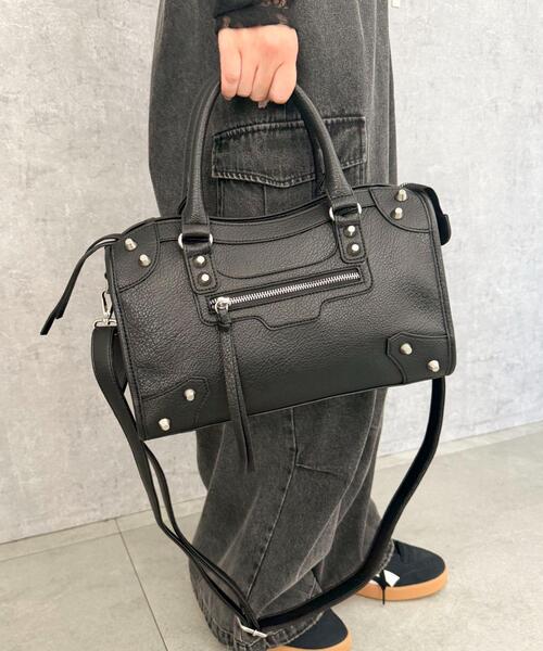 WEGO（ウィゴー）の「WEGO/2wayスタッズボストン（ボストンバッグ・レディース・ブラウン/ブラック・FREE）」の6枚目の写真