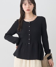 earth music&ecology | 【2025AW/主役トップス/パールボタン】ペプラムニットカーディガン(ニット/セーター)