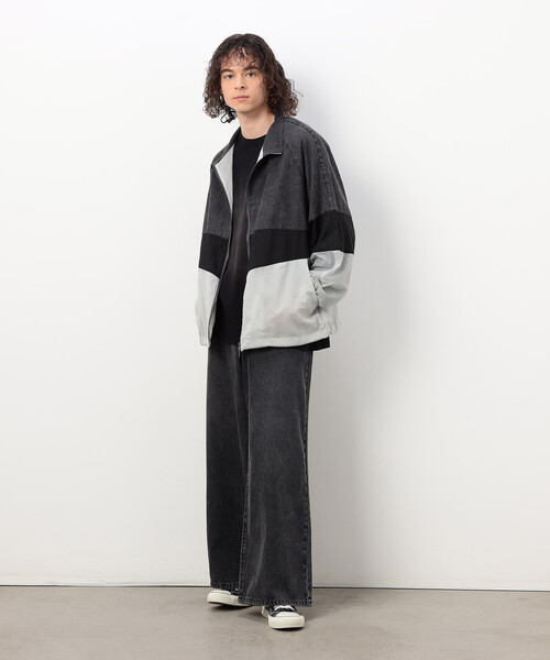 Purple&Yellow（パープルアンドイエロー）の「ライトオンスデニム×シアーナイロン切替ブルゾン（ブルゾン・メンズ・ブラック/ライトインディゴブルー・SMALL/MEDIUM/LARGE）」の4枚目の写真