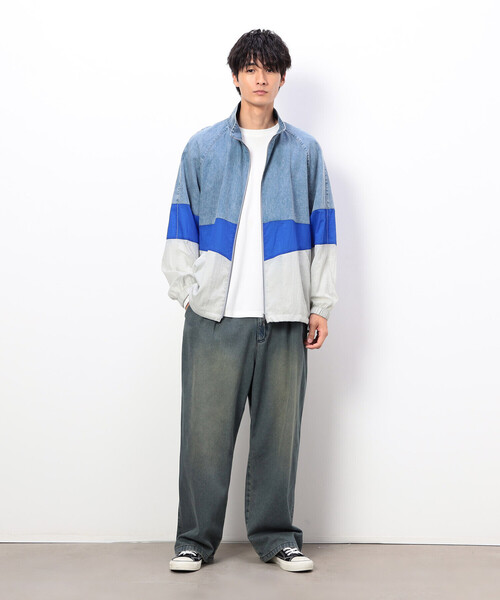 Purple&Yellow（パープルアンドイエロー）の「ライトオンスデニム×シアーナイロン切替ブルゾン（ブルゾン・メンズ・ブラック/ライトインディゴブルー・SMALL/MEDIUM/LARGE）」の10枚目の写真