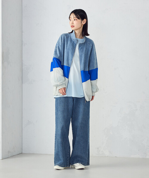 Purple&Yellow（パープルアンドイエロー）の「ライトオンスデニム×シアーナイロン切替ブルゾン（ブルゾン・メンズ・ブラック/ライトインディゴブルー・SMALL/MEDIUM/LARGE）」の18枚目の写真