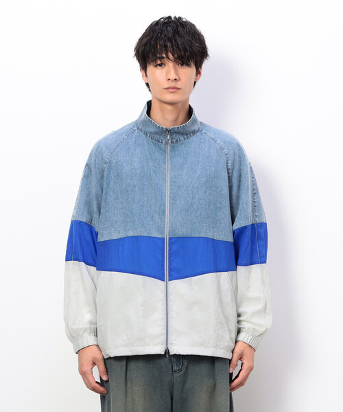 Purple&Yellow（パープルアンドイエロー）の「ライトオンスデニム×シアーナイロン切替ブルゾン（ブルゾン・メンズ・ブラック/ライトインディゴブルー・SMALL/MEDIUM/LARGE）」の22枚目の写真