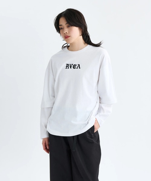 RVCA(ルーカ)の「RVCA レディース LAYERD LS TEE ロンT 【2025年秋冬モデル】/ルーカレイヤードデザインロゴ長袖ロンT(Tシャツ/カットソー・レディース・ホワイト/ブラック/ブラウン系その他・SMALL/MEDIUM)」の2枚目の写真