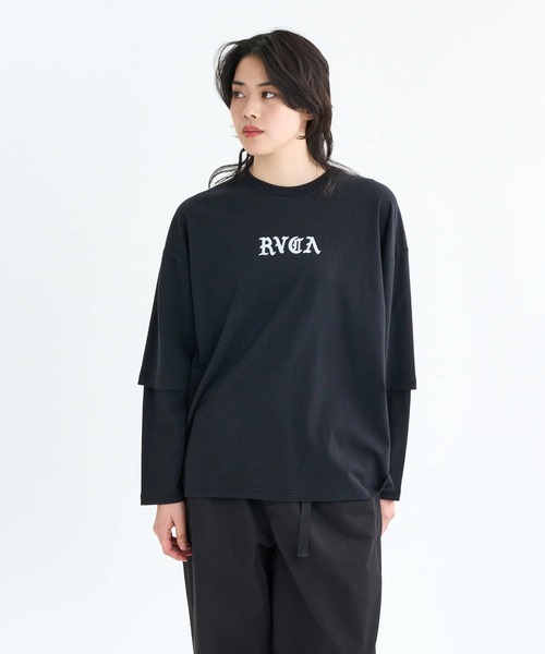 RVCA(ルーカ)の「RVCA レディース LAYERD LS TEE ロンT 【2025年秋冬モデル】/ルーカレイヤードデザインロゴ長袖ロンT(Tシャツ/カットソー・レディース・ホワイト/ブラック/ブラウン系その他・SMALL/MEDIUM)」の1枚目の写真