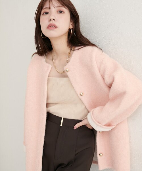 セール】【WEB限定】Wフェイス配色ニットジャケット（カーディガン