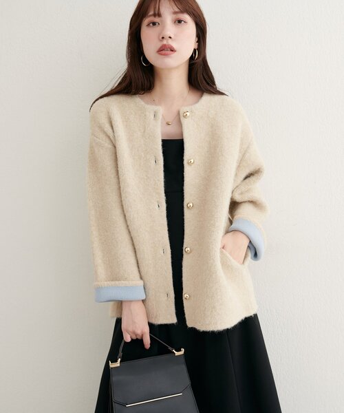 CYNICAL新品✨Wフェイス配色ニットジャケット セール】【WEB限定】Wフェイス配色ニットジャケット（カーディガン