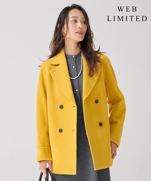 [超美品]マルティニーク　Pコート　コットン　イエロー　F WEB限定カラーあり】Jackal ソフトメルトン Pコート（ピーコート）｜J