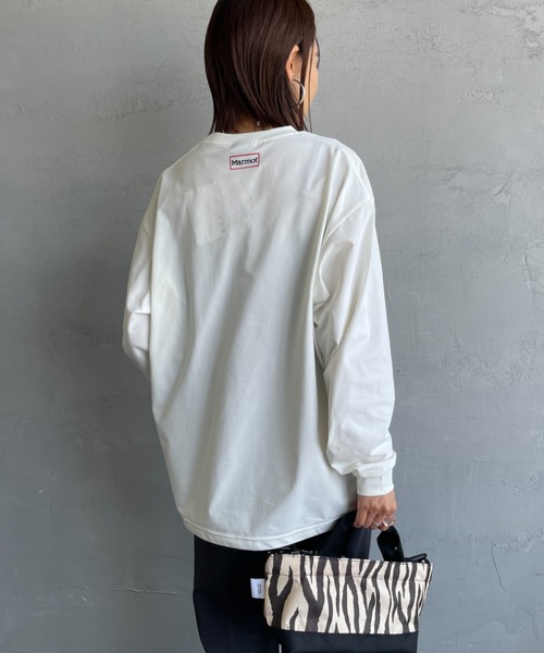 MARMOT（マーモット）の「[Marmot/マーモット] 別注 ドローコード付き ワンポイントロゴポケット ロングスリーブTシャツ（Tシャツ/カットソー・レディース・ブラック/ホワイト・S/M/L/XL）」の7枚目の写真