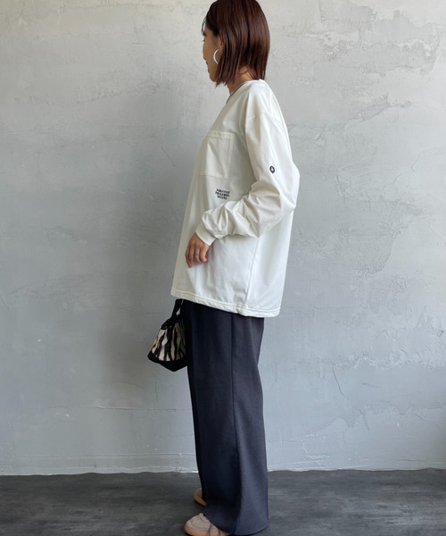 MARMOT（マーモット）の「[Marmot/マーモット] 別注 ドローコード付き ワンポイントロゴポケット ロングスリーブTシャツ（Tシャツ/カットソー・レディース・ブラック/ホワイト・S/M/L/XL）」の9枚目の写真