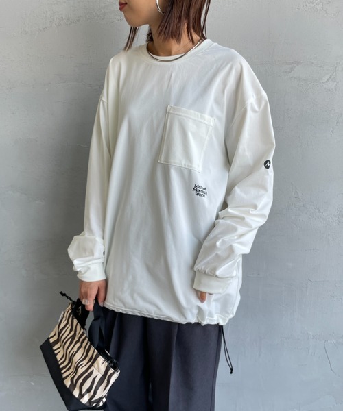 MARMOT（マーモット）の「[Marmot/マーモット] 別注 ドローコード付き ワンポイントロゴポケット ロングスリーブTシャツ（Tシャツ/カットソー・レディース・ブラック/ホワイト・S/M/L/XL）」の11枚目の写真