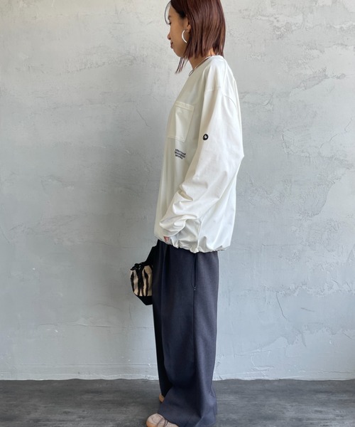 MARMOT（マーモット）の「[Marmot/マーモット] 別注 ドローコード付き ワンポイントロゴポケット ロングスリーブTシャツ（Tシャツ/カットソー・レディース・ブラック/ホワイト・S/M/L/XL）」の15枚目の写真