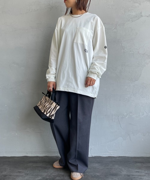 MARMOT（マーモット）の「[Marmot/マーモット] 別注 ドローコード付き ワンポイントロゴポケット ロングスリーブTシャツ（Tシャツ/カットソー・レディース・ブラック/ホワイト・S/M/L/XL）」の20枚目の写真