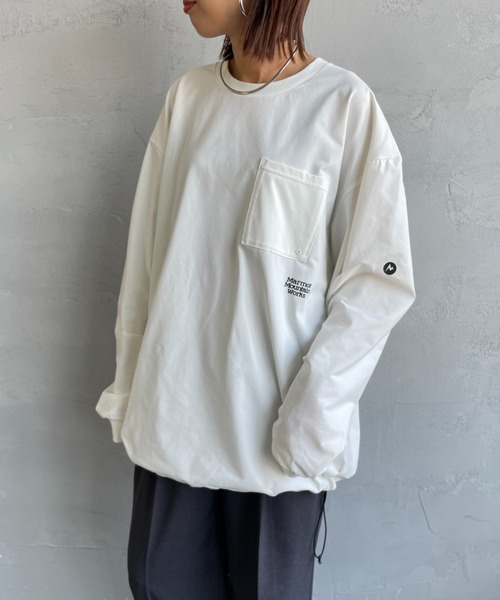 マルモページです☆①の1 Marmot/マーモット] 別注 ドローコード付き ワンポイントロゴポケット