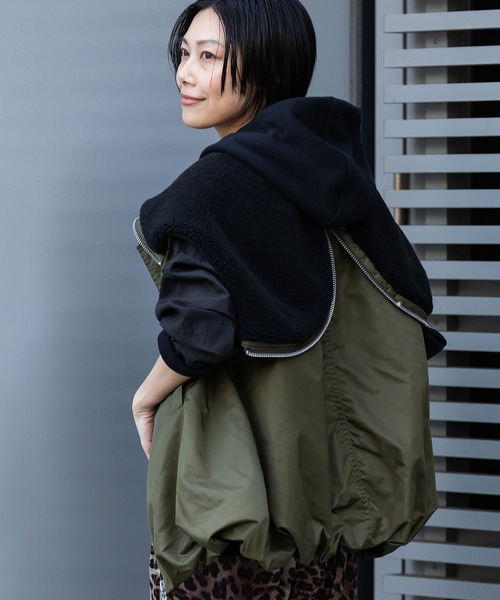 Munich(ミューニック)の「ナイロンツイル×シープボアバルーンフライトベスト(その他アウター・レディース・ブラック/カーキ/キャメル・FREE)」の16枚目の写真