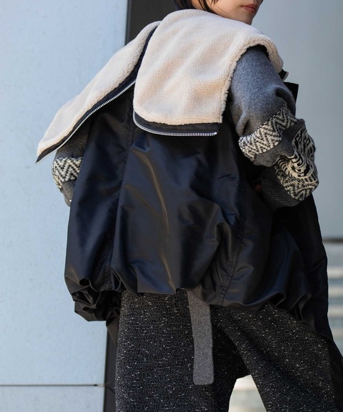 ナイロンツイル×シープボアバルーンフライトベスト（その他アウター