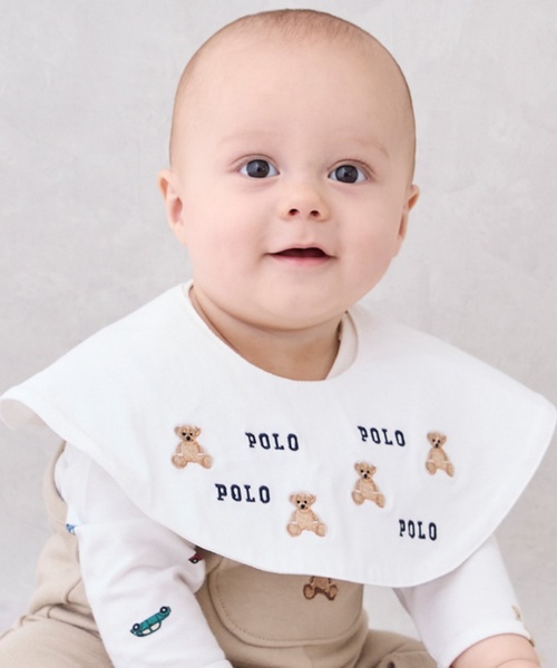 petit main（プティマイン）の「【POLO BCS】モチーフ刺繍スタイ（スタイ/よだれかけ・キッズ・ネイビー/ライトベージュ/トップグレー/オフホワイト・F）」の2枚目の写真
