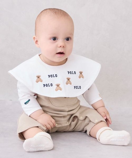 petit main（プティマイン）の「【POLO BCS】モチーフ刺繍スタイ（スタイ/よだれかけ・キッズ・ネイビー/ライトベージュ/トップグレー/オフホワイト・F）」の5枚目の写真