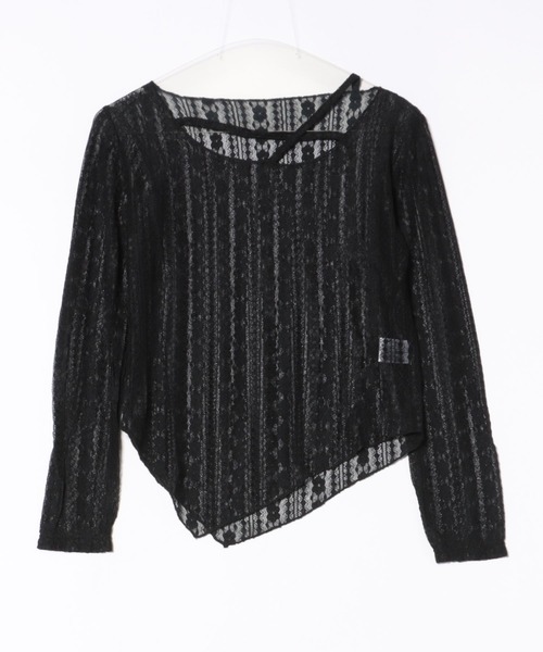 WESTSEA(ウエストシー)の「シアー レース アシンメトリーデザイン トップス 長袖(Tシャツ/カットソー・レディース・ホワイト/アイボリー/ブラック・FREE)」の17枚目の写真