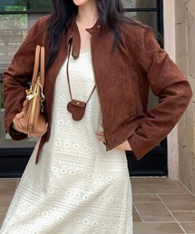 Lace Ladies（レースレディース）の「スエード調 ライダース ショート 長袖 ジャケット（ライダースジャケット）」