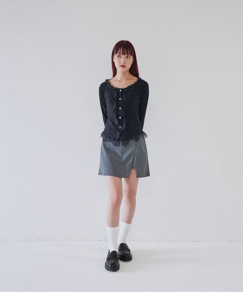 Uenui(ウニュイ)の「【 cunii 】 frill lace rib cardigan(カーディガン/ボレロ・レディース・ブラック/ベージュ/ホワイト・FREE)」の16枚目の写真