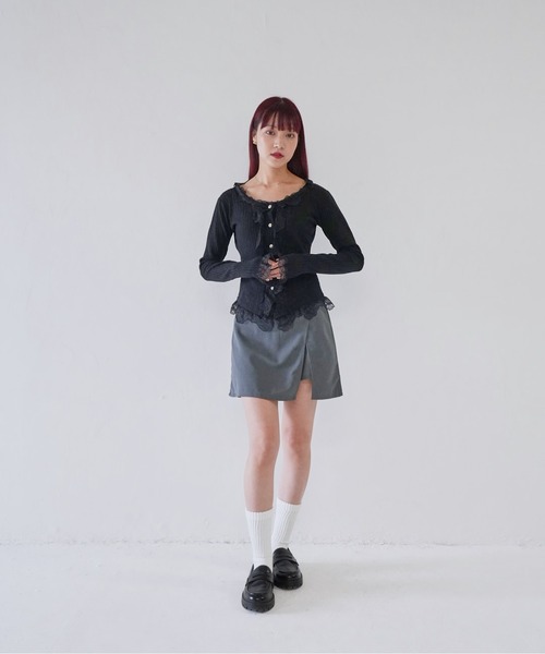 Uenui(ウニュイ)の「【 cunii 】 frill lace rib cardigan(カーディガン/ボレロ・レディース・ブラック/ベージュ/ホワイト・FREE)」の17枚目の写真