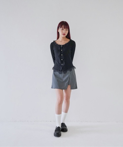 Uenui(ウニュイ)の「【 cunii 】 frill lace rib cardigan(カーディガン/ボレロ・レディース・ブラック/ベージュ/ホワイト・FREE)」の18枚目の写真