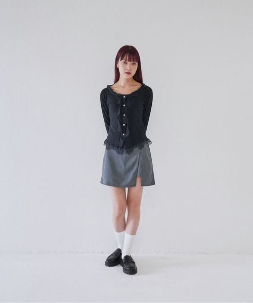 Uenui(ウニュイ)の「【 cunii 】 frill lace rib cardigan(カーディガン/ボレロ・レディース・ブラック/ベージュ/ホワイト・FREE)」の19枚目の写真