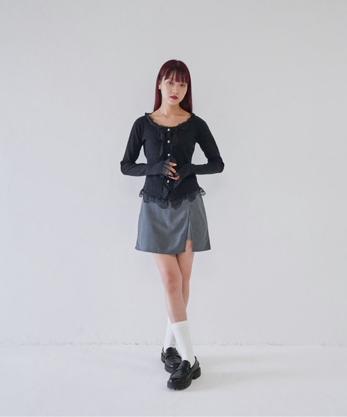 Uenui(ウニュイ)の「【 cunii 】 frill lace rib cardigan(カーディガン/ボレロ・レディース・ブラック/ベージュ/ホワイト・FREE)」の20枚目の写真