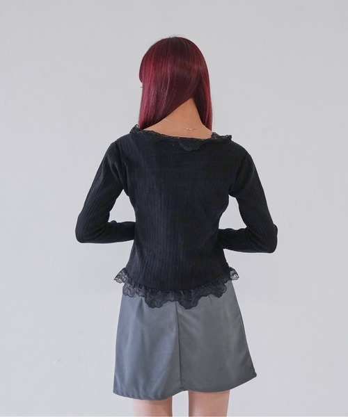 Uenui(ウニュイ)の「【 cunii 】 frill lace rib cardigan(カーディガン/ボレロ・レディース・ブラック/ベージュ/ホワイト・FREE)」の11枚目の写真