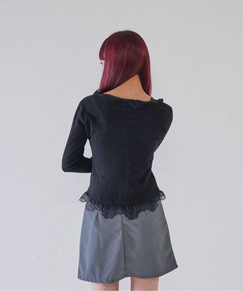 Uenui(ウニュイ)の「【 cunii 】 frill lace rib cardigan(カーディガン/ボレロ・レディース・ブラック/ベージュ/ホワイト・FREE)」の12枚目の写真