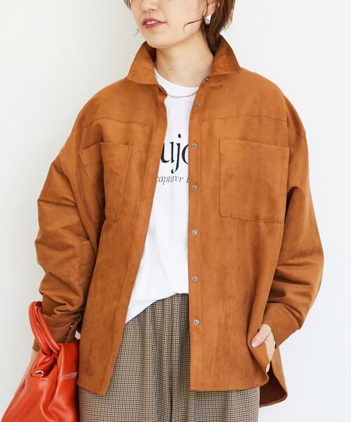 le.coeur blanc（ルクールブラン）の「合皮ポケットオーバーシャツ（シャツ/ブラウス・レディース・キャメル/ベージュ・38）」の13枚目の写真