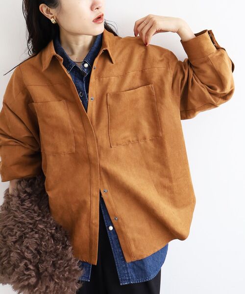 le.coeur blanc（ルクールブラン）の「合皮ポケットオーバーシャツ（シャツ/ブラウス・レディース・キャメル/ベージュ・38）」の15枚目の写真