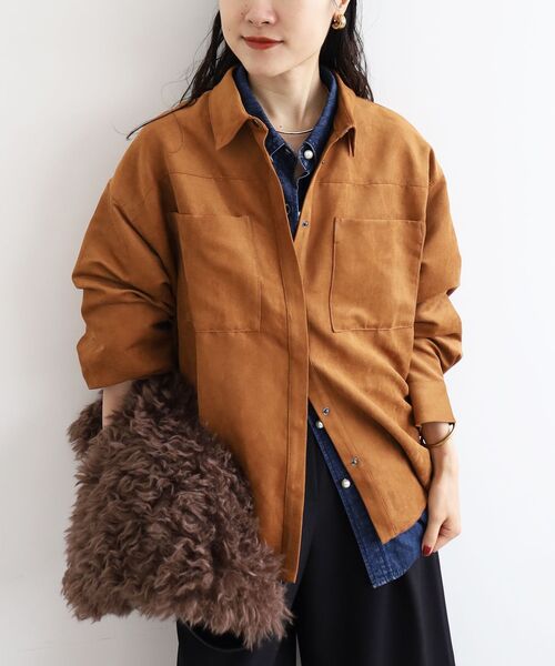 le.coeur blanc（ルクールブラン）の「合皮ポケットオーバーシャツ（シャツ/ブラウス・レディース・キャメル/ベージュ・38）」の16枚目の写真