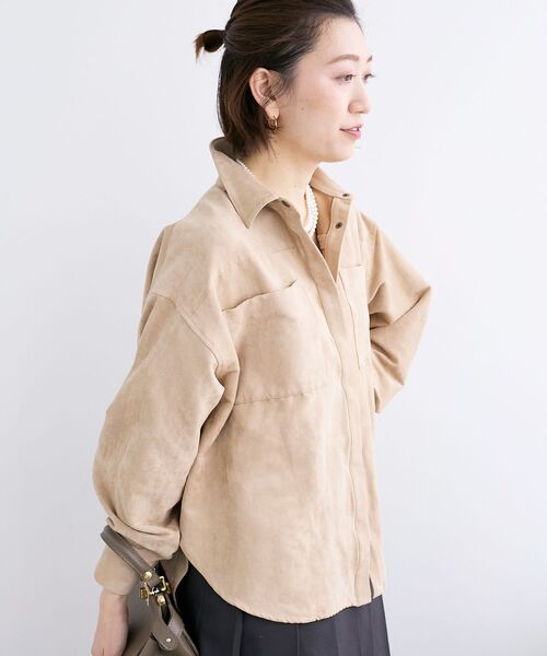 le.coeur blanc（ルクールブラン）の「合皮ポケットオーバーシャツ（シャツ/ブラウス・レディース・キャメル/ベージュ・38）」の10枚目の写真