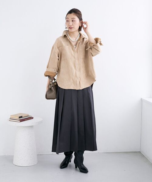 le.coeur blanc（ルクールブラン）の「合皮ポケットオーバーシャツ（シャツ/ブラウス・レディース・キャメル/ベージュ・38）」の5枚目の写真