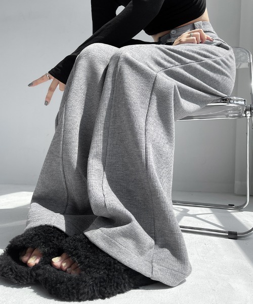 HANDO（ハンド）の「スウェットパンツ イージーパンツ コーデュロイ調ワイド（スウェットパンツ・レディース・グレー/ベージュ/アイボリー/ブラック・S/M/L/XL/XXL）」の3枚目の写真