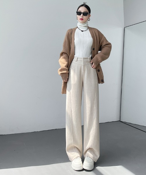 HANDO（ハンド）の「スウェットパンツ イージーパンツ コーデュロイ調ワイド（スウェットパンツ・レディース・グレー/ベージュ/アイボリー/ブラック・S/M/L/XL/XXL）」の6枚目の写真
