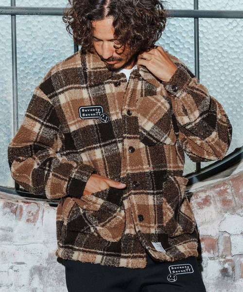 seventy seven（セブンティセブン）の「mj11119-check boa work JKT ボアシャツジャケット(7725W010)（その他アウター・メンズ・チェック/ブラック系その他・XL/L/M/S）」の2枚目の写真