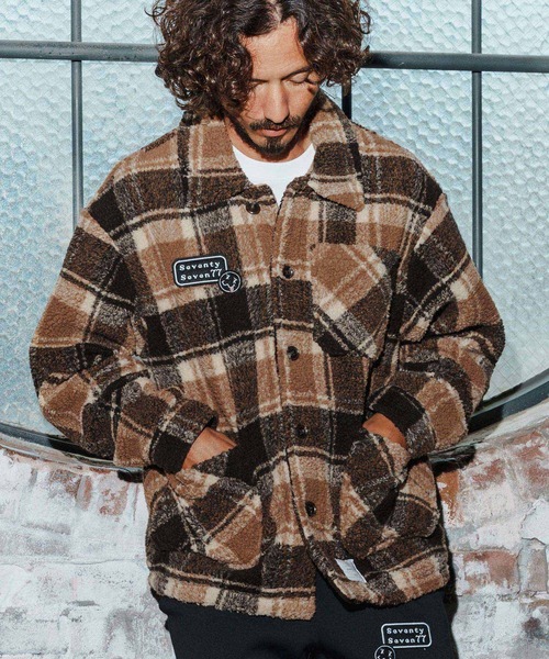seventy seven（セブンティセブン）の「mj11119-check boa work JKT ボアシャツジャケット(7725W010)（その他アウター・メンズ・チェック/ブラック系その他・XL/L/M/S）」の19枚目の写真