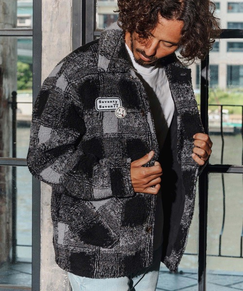 seventy seven（セブンティセブン）の「mj11119-check boa work JKT ボアシャツジャケット(7725W010)（その他アウター・メンズ・チェック/ブラック系その他・XL/L/M/S）」の12枚目の写真