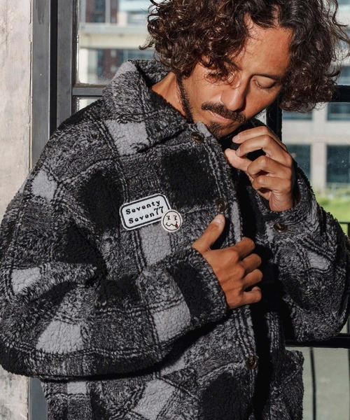 seventy seven（セブンティセブン）の「mj11119-check boa work JKT ボアシャツジャケット(7725W010)（その他アウター・メンズ・チェック/ブラック系その他・XL/L/M/S）」の13枚目の写真
