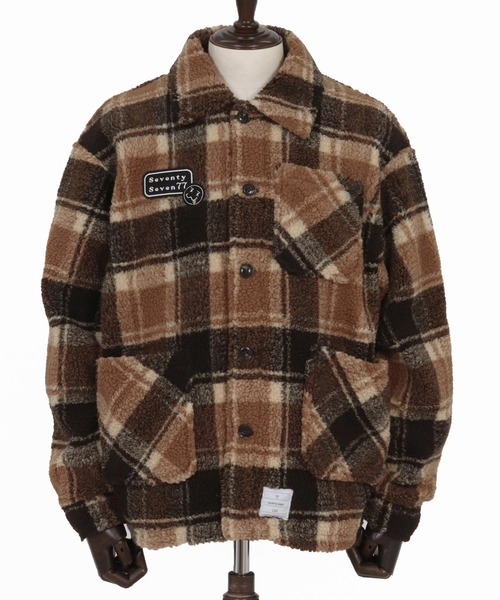 seventy seven（セブンティセブン）の「mj11119-check boa work JKT ボアシャツジャケット(7725W010)（その他アウター・メンズ・チェック/ブラック系その他・XL/L/M/S）」の17枚目の写真