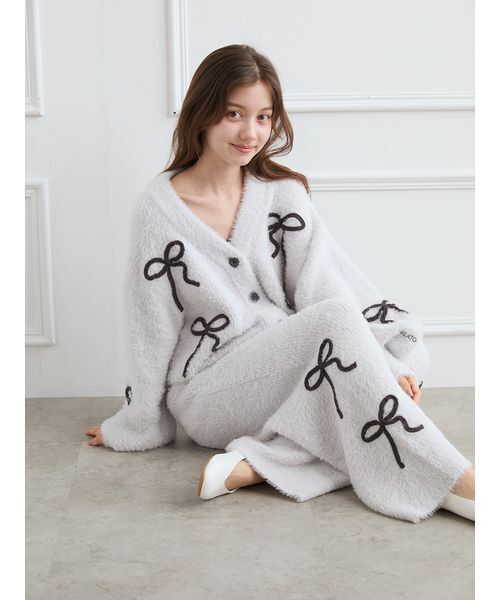 gelato pique フェザーリブプルオーバー＆ワイドパンツ リボンフェザーロングパンツ（ルームウェア/パジャマ）｜gelato pique