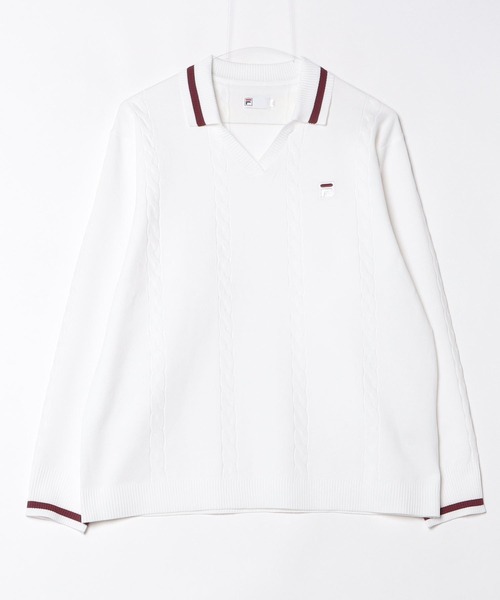 FILA(フィラ)の「L/S KNIT SHIRTS(ニット/セーター・レディース・オフホワイト/ネイビー/ワインレッド・M/L/XL)」の5枚目の写真