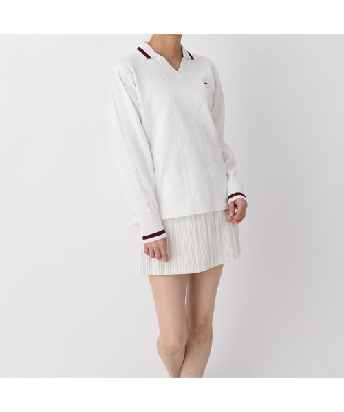 FILA(フィラ)の「L/S KNIT SHIRTS(ニット/セーター・レディース・オフホワイト/ネイビー/ワインレッド・M/L/XL)」の7枚目の写真
